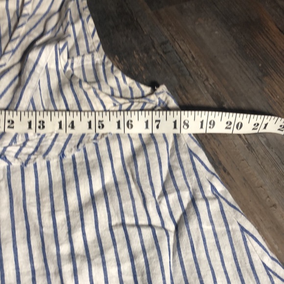 Linen blend white & blue stripe dress - Picture 7 of 8